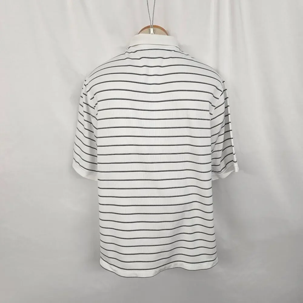 Nike Dri-Fit Polo Shirt Men's XL * White Black Stripe Short Sleeve Preppy Swoosh